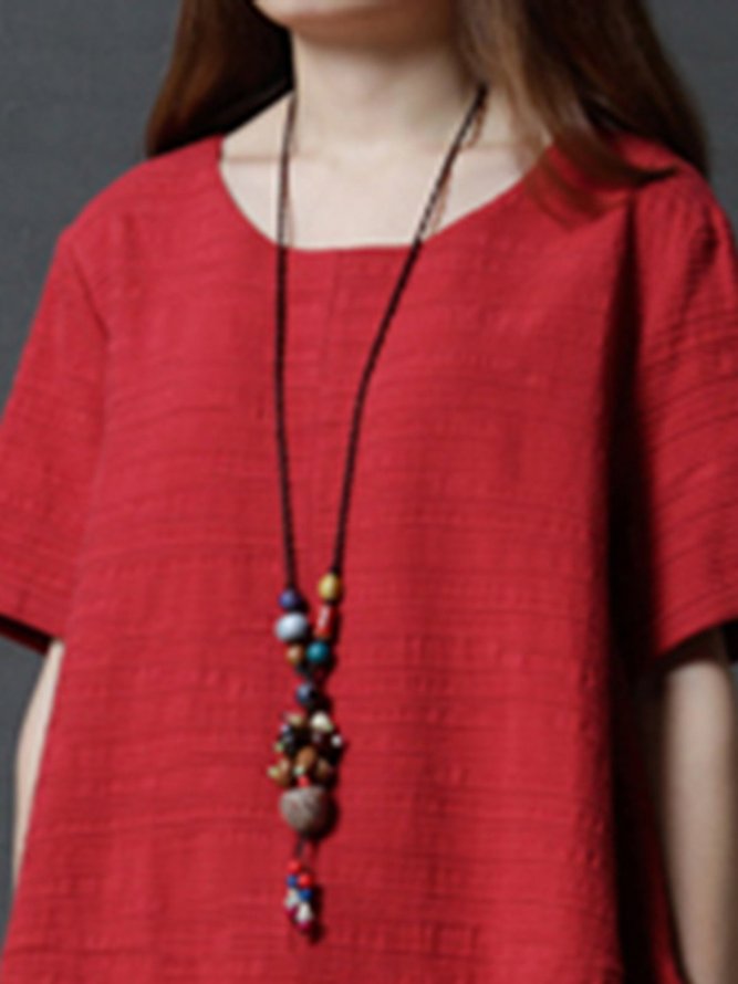 Women Cocoon Daily Casual Short Sleeve Pockets Dress